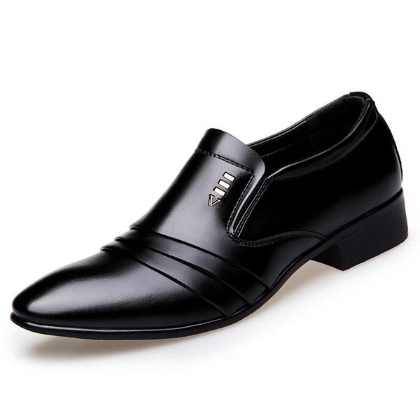 

dress shoes pu leather fashion men business loafers pointy black oxford breathable formal wedding