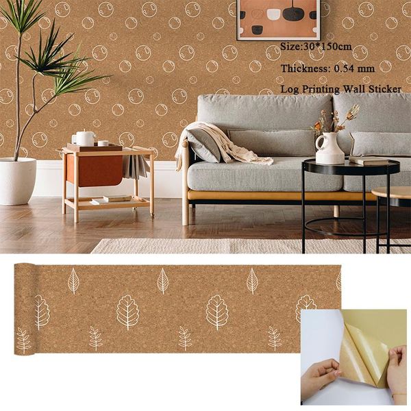 

wallpapers log sawdust wallpaper cute bubble self-adhesive wood grain wallsticker 30*150cm print room decoration accessories