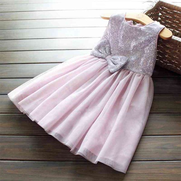 

summer girls dress fashion children's clothing sequined bow sleeveless vest sweet girl princess 210515, Red;yellow