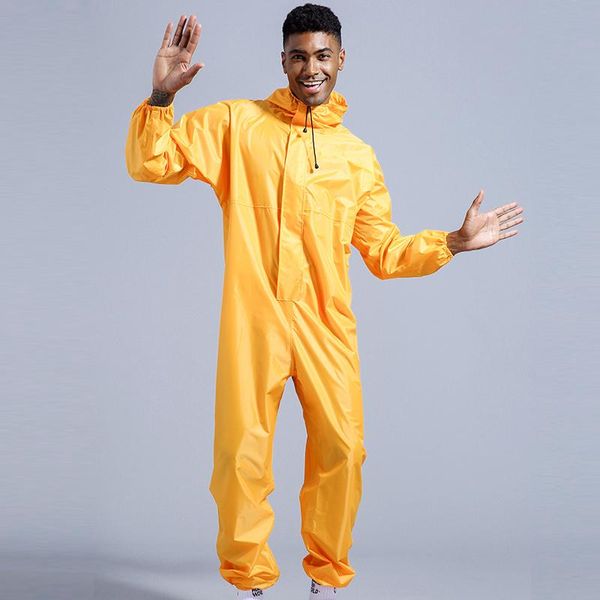

raincoats men women raincoat conjoined with fluorescent strips overalls outdoor cycling rain suit hooded plus 4xl