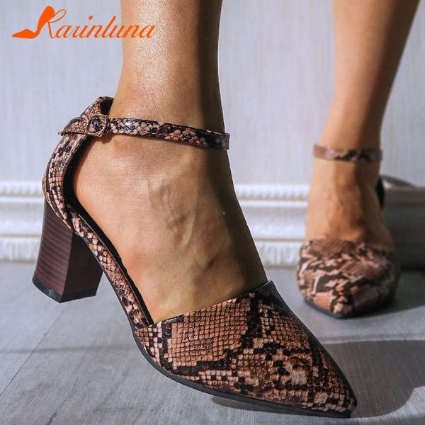 

karin 2021 drop ship chunky heels big size 43 pointed toe office lady summer sandals shoes women, Black