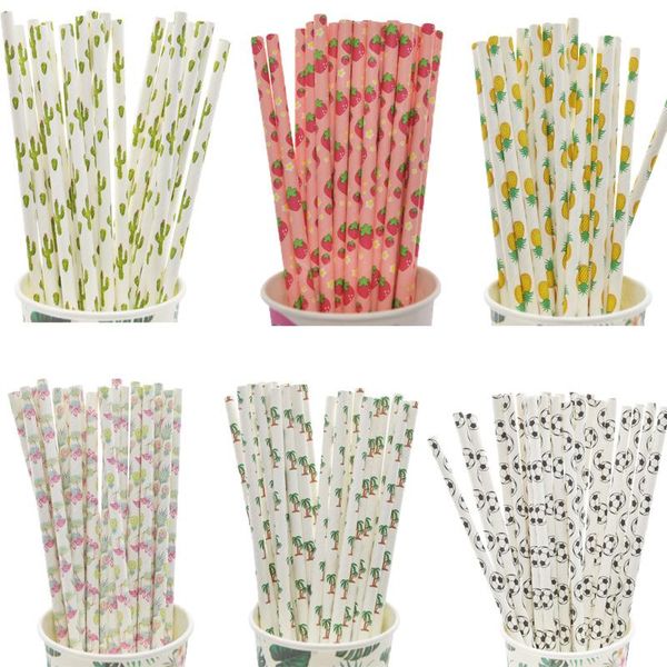 

disposable dinnerware football flamingo cactus creative fruits drinking paper straws birthday party decoration kids wedding invitations favo