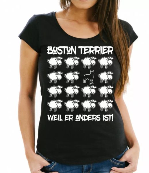 

boston terrier ladies t-shirt black sheep women dog dogs fashion, White;black