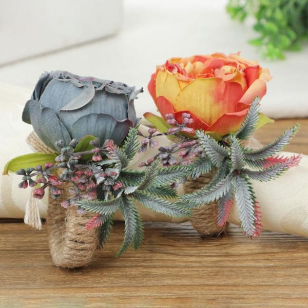 

napkin rings artificial rose flower simulation towel buckle holder serviette buckles party dinner table decoration