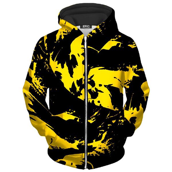 

colorful pattern men s zip-up hoodie visual impact party punk goth round neck sweater hoodie, Black