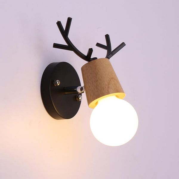 

wall lamp nordic modern deer wood lamps simple led bulbs cafe dining room bedroom bedside decorative furniture lights