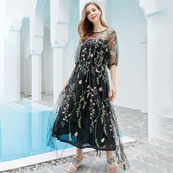 

casual dresses 2021 30031 patchwork half sleeve plus size summer women dress 3xl 4xl large woman elegant cloth, Black;gray
