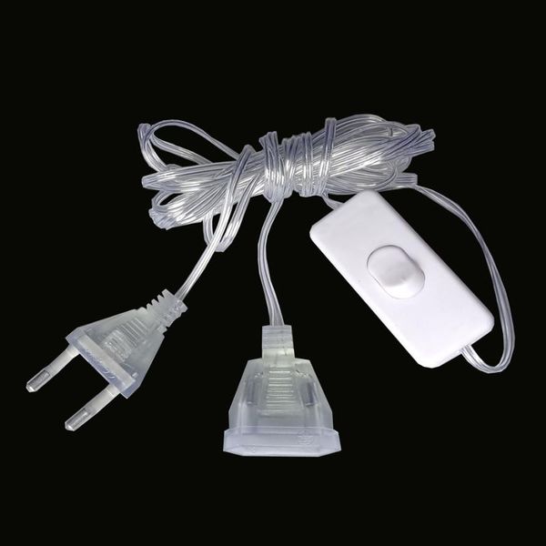 Corde 3M 220V Plug Pliug Cavo di prolunga di alimentazione standard Cavo trasparente per stringa di luci natalizie a LED