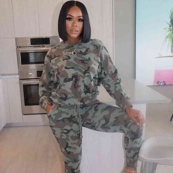 

camouflage plus size casual two piece set for women tracksuit fall lounge wear matching sets sweat suits women 2 piece, White