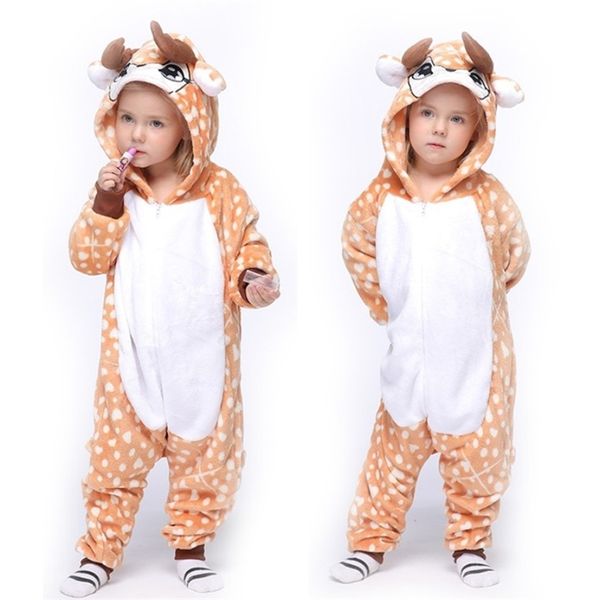 Kinder Weihnachten Elch Pyjamas Winter Warm Flanell Dinosaurier Cartoon Tier Junge Mädchen Kinder Cosplay Party 211026