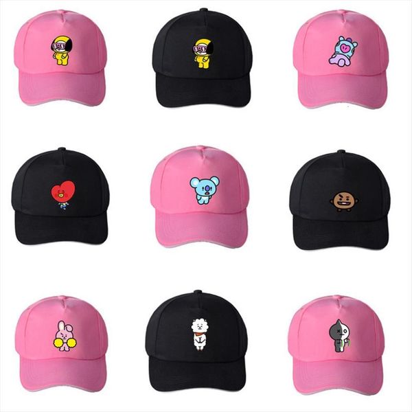 

16 styles women cotton summer baseball cap kpop cartoon animal printed round souvenir hip hop snapback adjustable pea, Blue;gray