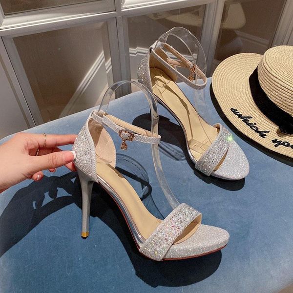 

dress shoes 2021 pointed rhinestone word with explosive high-heeled summer fashion wild net red tide ins women, Black