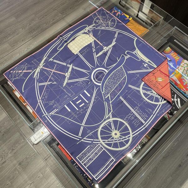 

scarves 90cm double sided 100% silk women scarf brand design wheel hand rolled edges natural square shawl hijab bandana, Blue;gray