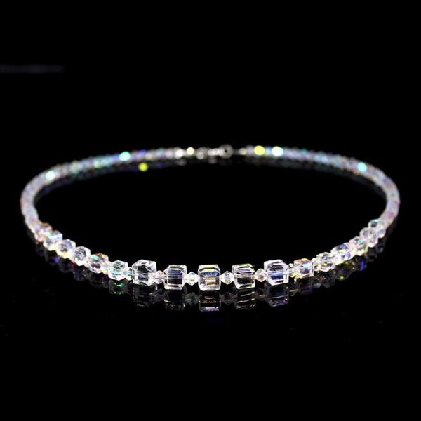 

chokers shine clear crystal beads clavicle chain necklace for women summer geometric beaded collar boho girls jewelry neck accessory, Golden;silver
