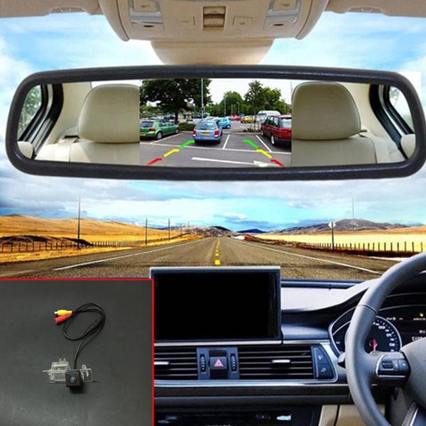 

car video styling 5 inch tft lcd mirror monitor for 2021 + hd night vision rear view parking camera