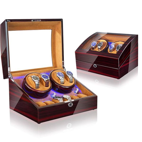 

watch boxes & cases engine box automatic luxury wood roller, Black;blue