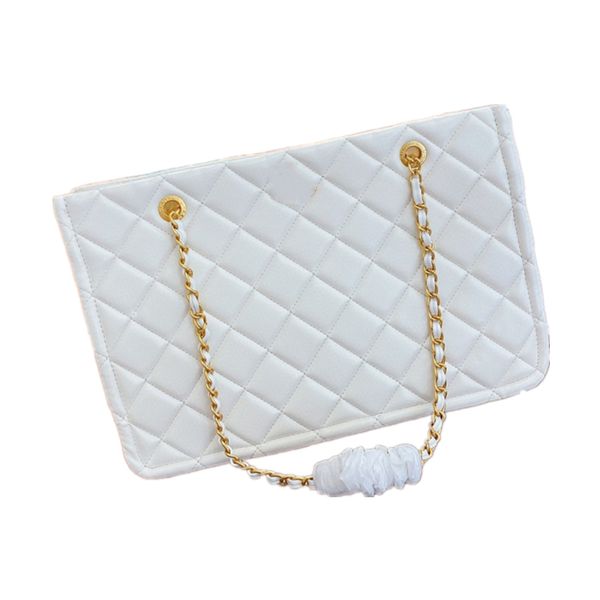 

2c logo sheepskin shopping bag large capacity tote diamond quilting lattice shoulder bags simple handbag pack for women lady designer big br
