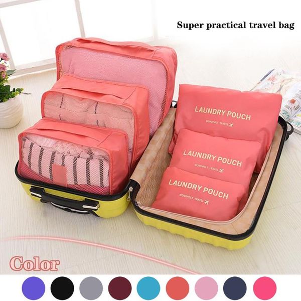 

storage bags 6pcs travel organizer portable luggage clothes tidy pouch suitcase packing laundry bag cases 2021