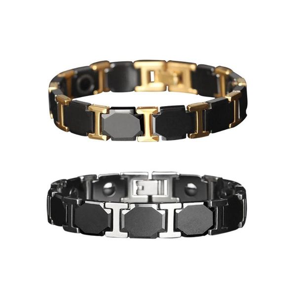 

charm bracelets men and women titanium steel bracelet adjustable hexagon ceramic meteorite healthy fashion wild, Golden;silver