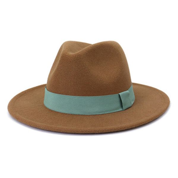

women hats fedoras men caps wide brim band ribbon dress wedding church felted hat solid green purple black gentlemen men hats, Blue;gray