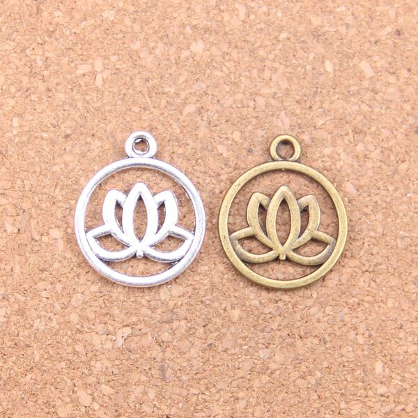 77 pcs Antique Prata Bronze Banhado Lotus Flower Charms Pingente DIY Colar Pulseira Bangle Achados 20mm