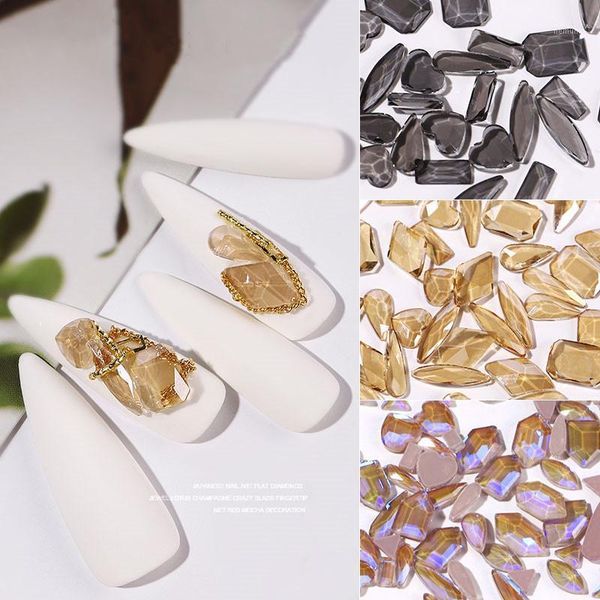 

50pcs/pack ab nail rhinestones for manicure 2021 fashion flat bottom rhinestone nails design1, Silver;gold
