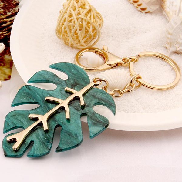 

keychains tropical palm leaf keychain,metal key ring holder for car home pendant christmas birthday graduation gifts, Silver