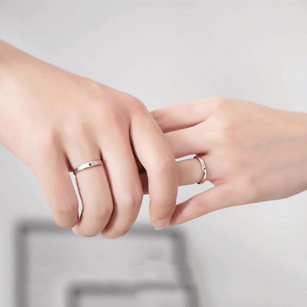 

wedding rings simple and generous couple inlaid rhinestones set ring fashion opening ladies stainless steel women 's, Slivery;golden