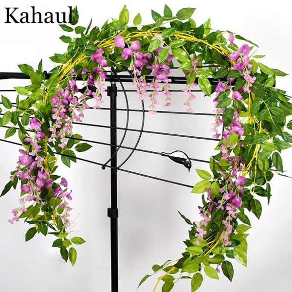 

200cm long artificial silk wisteria flower vine for wedding arch decoration fake ivy home rattan diy wall backdrop decor decorative flowers