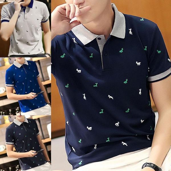 

men's casual shirts man brand shirt mens summer cotton deer embroidery men short sleeve large size fashion top, White;black