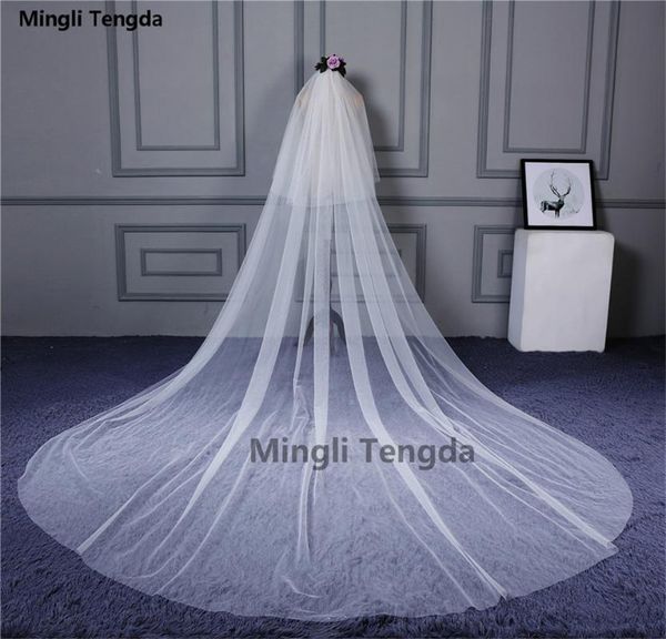 

bridal veils mingli tengda 3m*3m two layer wedding veil long soft ivory white cathedral with comb accessories 2021, Black