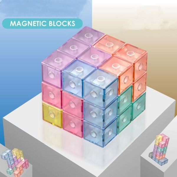 

dhl fidget toy puzzle magnetic cube magic blocks soma magnet 3x3 educational toys for children kids with building block display card