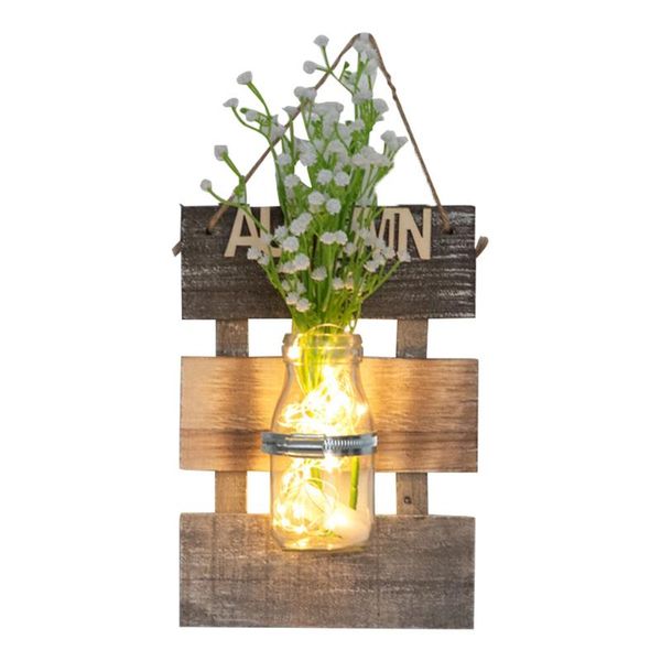 

bedroom romantic decorative plant glass bottle ornaments wall hanging patio garden chain battery powered indoor mason jar light lamp