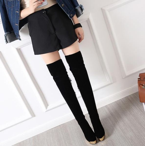 

boots autumn and winter over the knee high heel super knight side zipper women's, Black