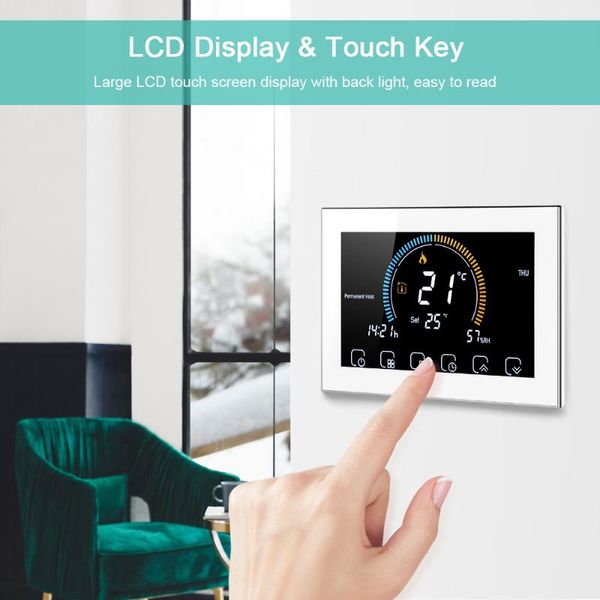 

smart home control switchable wi-fi programmable thermostat voice app backlight lcd water/ gas boiler heating thermoregulator