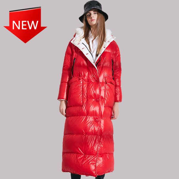 

winter coat with european-style outwear female parka plus size bio, Black;red