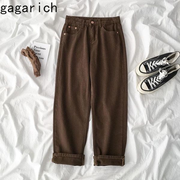 

women's jeans gagarich women causal pants retro high waist long 2021 spring autmn female all-match loose denim straight leg trousers, Blue