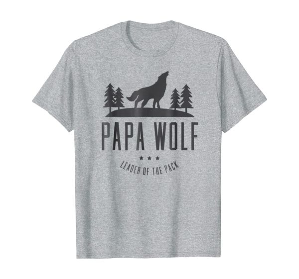 

mens papa wolf shirt - wolf pack family dad t-shirt gift, White;black