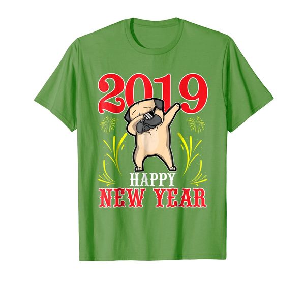 

cute pug dog dabbing dancing 2019 happy new year shirt, White;black