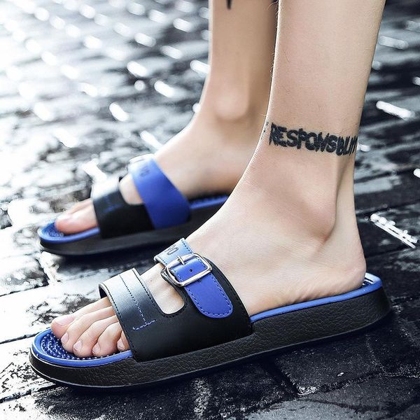 

mens black classic el house adjustable upper rubber summer beach and pool slippers male fashion outside