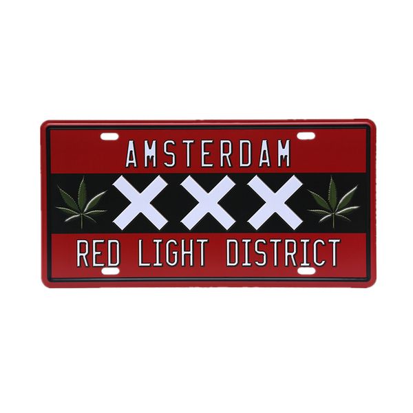 

netherlands amsterdam red line district car license metal plate vintage plaque wall art sticker pub cafe home decor 30x15cm a971