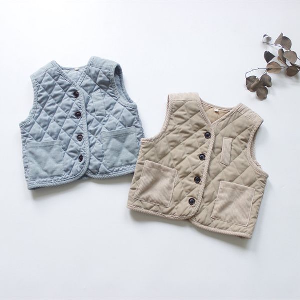 

fall new korean style kids plaid waistcoats warm soft pockets children vests sleeveless coats kids clothes, Camo