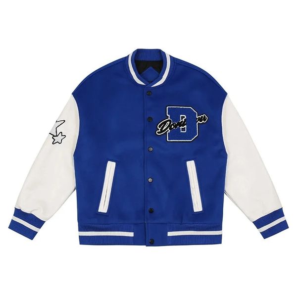

men's jackets jaqueta hip hop universitÃ¡ria , jaqueta masculina fofinha com letras e estrelas bordadas, cor de bloco harajuku, casaco b, Black;brown