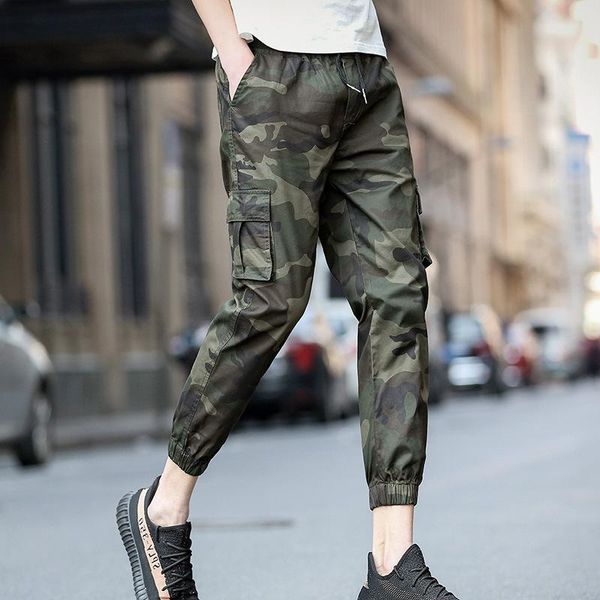 

men's pants nice brand mens fashion military tide multi-pockets baggy men casual trousers overalls army camouflage, Black