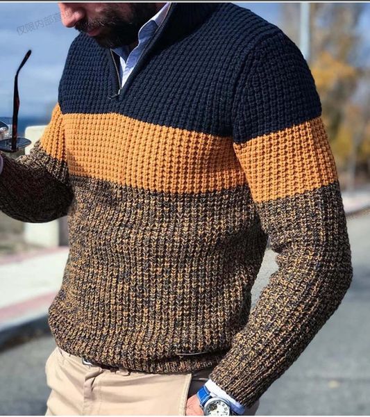 

men's sweaters 2021 round ne color matching caual simple in spring and autumn, White;black