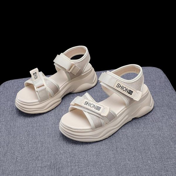 

sandals summer casual sport platform women 2021 high-heel all-match beach light college increase ladies shoes, Black