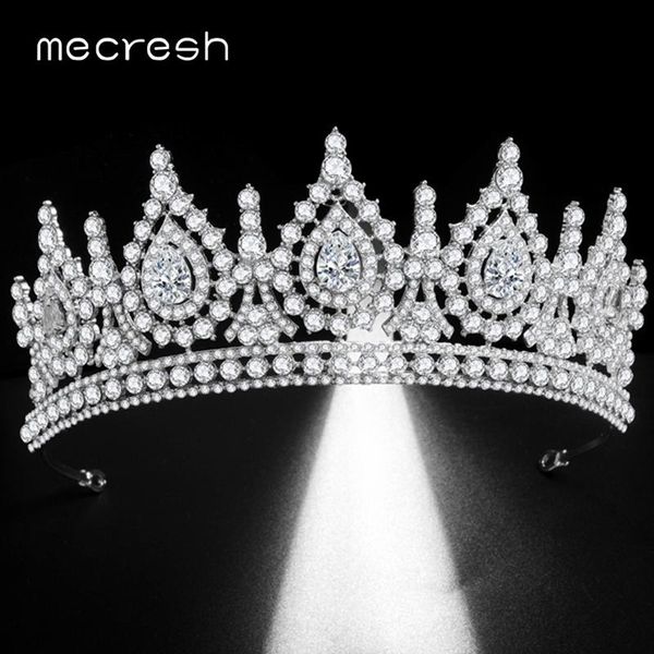 

hair clips & barrettes mecresh women girls elegant silver color crystal bride tiaras and crowns rhinestone wedding accessories headband hg27, Golden;silver