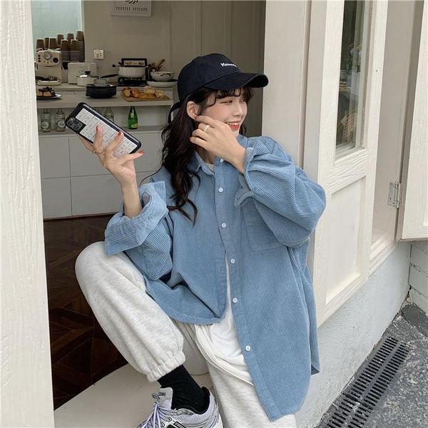 

women's jackets design sense coat female student spring and autumn 2021 korean loose ins harajuku corduroy, Black;brown