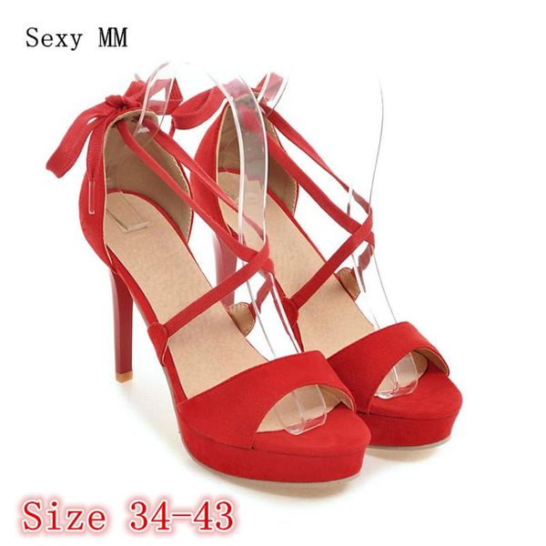 

dress shoes summer pumps women peep toe high heels party wedding platform gladiator sandals woman heel plus size 34 - 40 41 42 43, Black