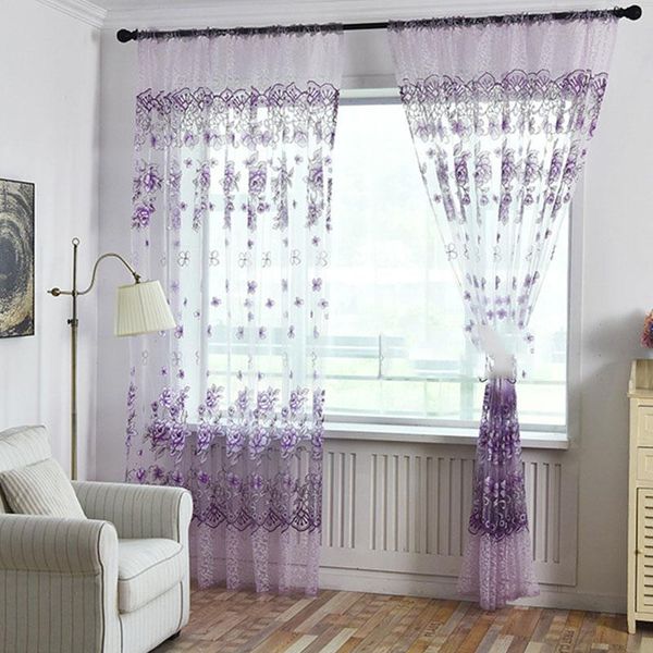 

wear rods voile window curtain for children room living floral pattern sheer panel drapes curtains &